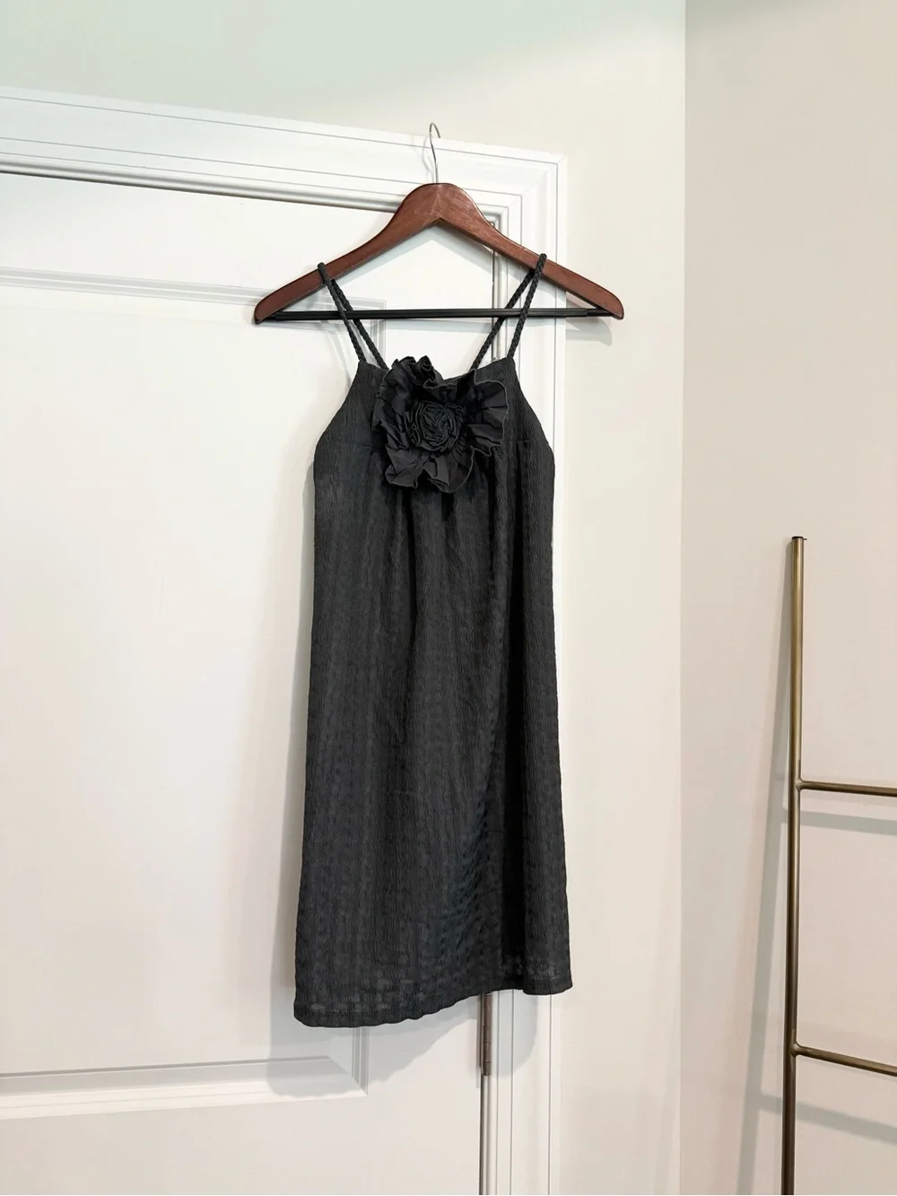 franki Girl’s Halter Dress with Floral Accent